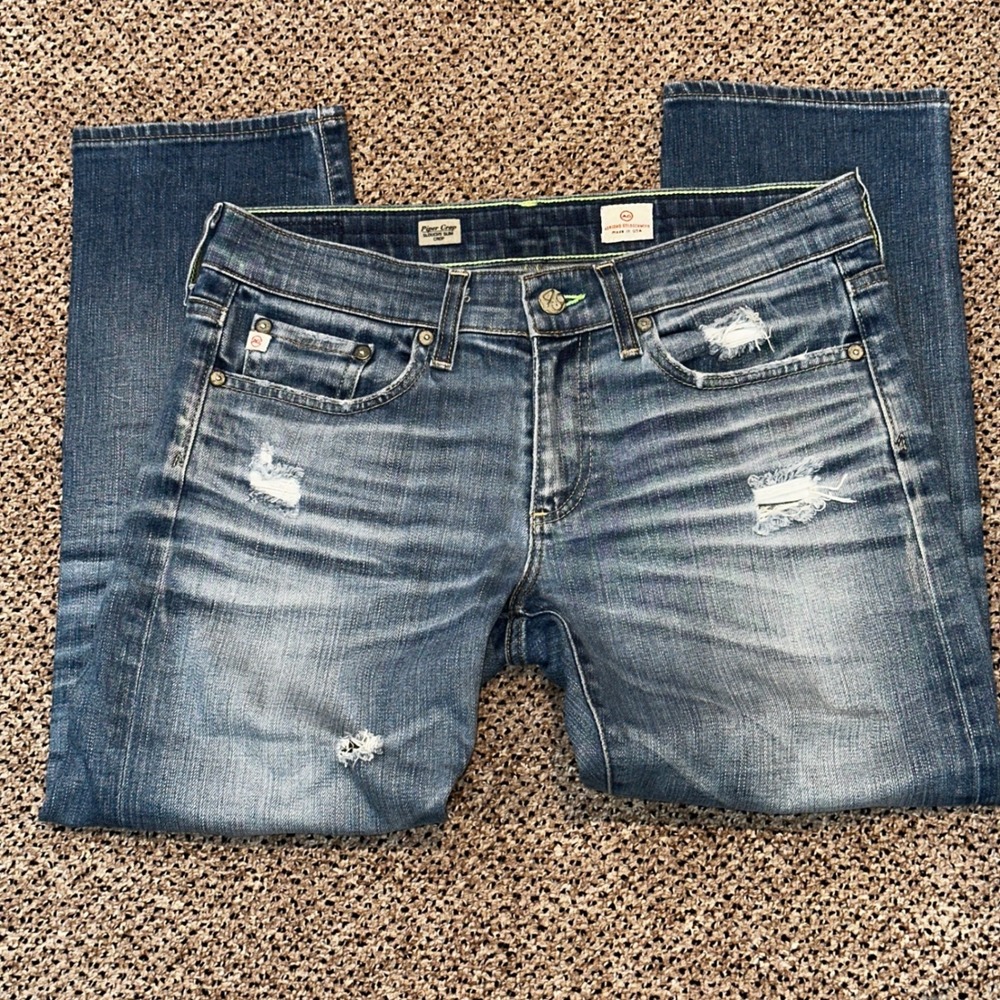 AG Adriano Goldschmied Piper Crop Slouchy Slim Distressed Jeans Size 28 30x24